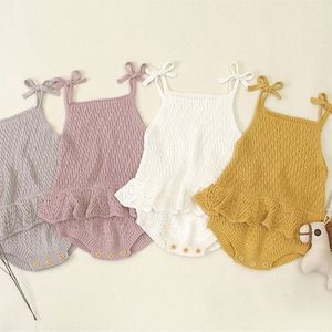 Primavera body body senza maniche body bebè lavorato a maglia tutina graziosi <span class=keywords><strong>vestiti</strong></span> per bambini con <span class=keywords><strong>volant</strong></span> - Product Image 1