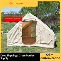Tente gonflable en tissu de coton 6,3 m, taille familiale 3-5 personnes, quatre saisons, auto-érectible, imperméable, anti-moustiques