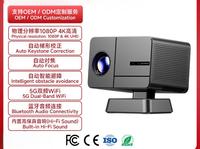 Projecteur P50 4K Laser 800 ANSI Lumens 1080P 2 Go de RAM 16 Go de ROM Home Cinéma Portable Android 14 Haut-parleurs intégrés Mise au point automatique