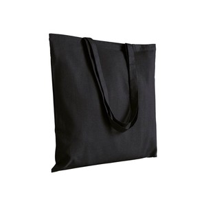 Borsa della spesa personalizzabile in cotone, grande, con manici lunghi, nera, per generi alimentari - Product Image 1