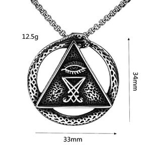 Collar con Colgante de Acero Inoxidable, Ojo que Todo lo Ve Geométrico, Joyería de Moda Unisex - Product Image 5