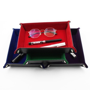 Bandeja creativa para dados de juego, bandeja de almacenamiento multifuncional de cuero PU, caja de almacenamiento, logotipo personalizable. - Product Image 1