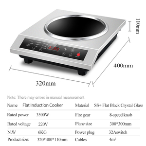 Table de cuisson à induction professionnelle 3500W, encastrable, pour fondue, électrique, commerciale, industrielle, <span class=keywords><strong>individuelle</strong></span>, plate - Product Image 6
