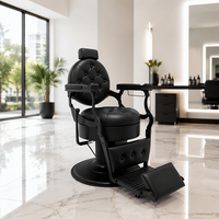 Fauteuil de Barbier Professionnel Inclinable à Rotation 360 Degrés en Cuir PVC pour Salon de Coiffure, Hôpital, Atelier