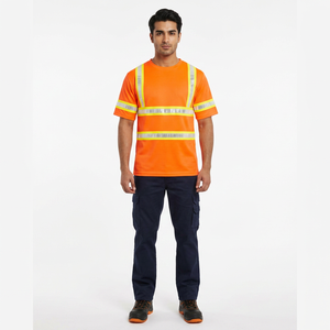 T-shirt de travail haute visibilité sur mesure pour hommes, t-shirt de travail réfléchissant à manches courtes, fabriqué au Pakistan - Product Image 1