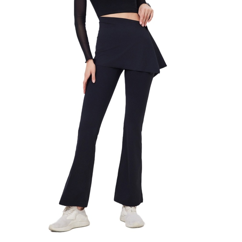 Women Bow Lace Trim Flared Pants
