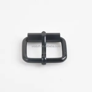 Ivoduff 25mm matte black metal handbag shoe roller buckle pin belt buckle for webbing leather strap
