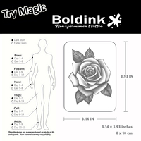 Tatouage au jus de Jagua Boldink personnalisé, réaliste, élégant, motif rose, résistant à l'eau, longue durée (2 semaines)