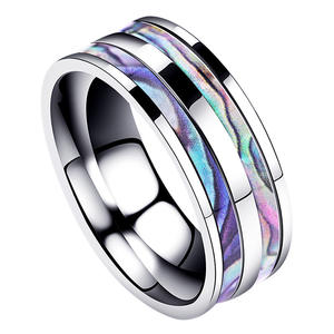 Bague dragon en fibre de carbone en acier inoxydable pour homme avec coquille incrustée de diamants Personnalité européenne et américaine pour les fiançailles - Product Image 2