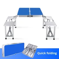 Ensemble table et chaises de jardin modernes, légères, compactes, 4 places, en alliage d'aluminium, extensibles, pliables, empilables, pour l'école et l'extérieur