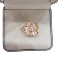 Cincin Bunga Berlapis Emas Asli Berkilau untuk Wanita Grosir