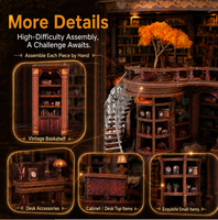 Kit de bibliothèque magique en bois FSC à monter soi-même, puzzle 3D, maison de poupée miniature, éclairage LED, insert pour étagère à livres, logo personnalisé, vente en gros