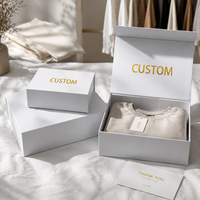 Boîte cadeau magnétique rigide pliable personnalisée avec logo, emballage de marque de vêtements de luxe blanc sur mesure