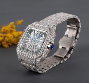 Reloj de Lujo con Diamantes Incrustados, Caja de Acero Inoxidable, Movimiento de Cuarzo, Cristal |   Reloj Unisex Estilo Hip Hop |   Venta al por Mayor - Product Image 2