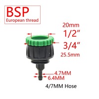 Connecteur de Robinet de Jardin Fileté 1/2" 3/4" en Plastique, Adaptateur Rapide pour Système d'Irrigation Micro-Goutte à Goutte, Accessoires de Serre