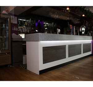 White Backlit <strong>Triangle</strong> Shape Contemporary Marble Stone <strong>Bar</strong> Counter Table for Hotels &amp; Schools - Product Image 4