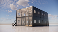 Deux étages de 40 pieds de bureau conteneur anti-ouragan préfabriqué modulaire petite cabine complète salle de conteneur