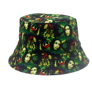Unisex Reversible Bucket Hat Sublimation Printing Double-Side Wear Wide Brim 100% Cotton Custom Logo Cartoon <b>Leaf</b> Fishing Beach - Product Image 3