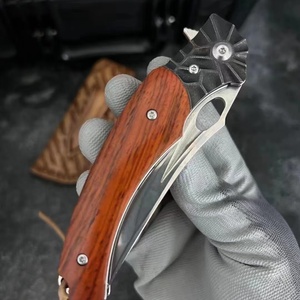 Cuchillo de Bolsillo Multifuncional Meilong M390 de Acero Inoxidable de Alta Calidad con Funda Industrial Fija, Madera de Sándalo Amarillo, DIY - Product Image 4