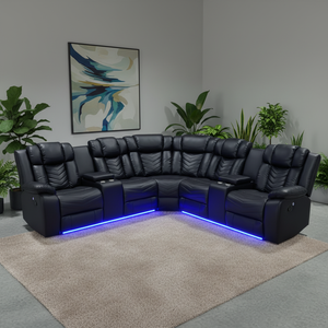 New stylish <b>corner</b> sofa set <b>LED</b> <b>lights</b>, modern design, suitable for living rooms, hotels, and villas, with cushions - Product Image 4