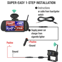 Kit de caméra de recul numérique sans fil 7 pouces pour voiture, DVR, rétroviseur, écran partagé avec BSD, pour camion, camping-car