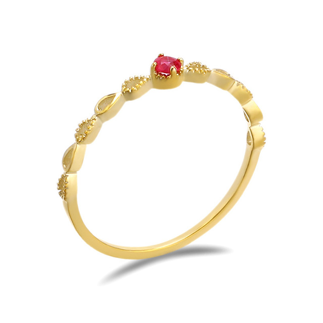 Emotional Factory 9K Solid Gold Gemstone Water Drop Pattern Surround Ruby Luxury Jewelry Ring for Women