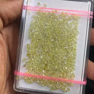 黄色亮色圆形切割钻石很多，宽松黄色钻石100% 天然宝石宝石0.01 Ct至0.12 Ct GD30