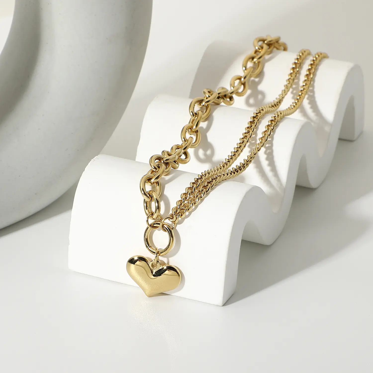2022 mulheres da moda jóias em aço inoxidável banhado a ouro colar de coração
