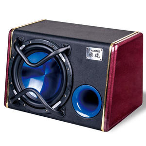 Vente directe de caisson de basses actif pour voiture de 10/8 pouces avec une puissance de 1200 W, système de sonorisation puissant dans une boîte en bois pour voitures - Product Image 1