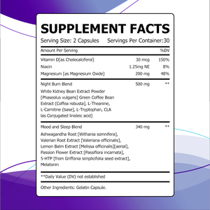 Capsules brûle-graisses nocturnes directes d'usine avec vitamine D, aident à gérer le stress et à améliorer l'humeur, favorisent la clarté mentale - Product Image 2