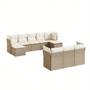 Ensemble de canapés de jardin en rotin beige 6 places, mobilier d'extérieur contemporain, structure en acier, design élégant et durable - Product Image 1