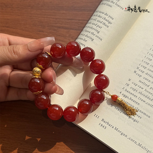 Han Qian'er Crystal Rhinestone Artisan Natural Red Agate <strong>Beads</strong> Butterfly Spacer <strong>Beads</strong> Six-Syllable Mantra <strong>Large</strong> <strong>Bead</strong> <strong>Bracelet</strong> - Product Image 4
