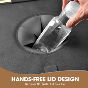 Poubelle de cuisine pliable pour recyclage, avec couvercle en bambou, 26 gallons (100L), pliable, étanche, panier à linge - Product Image 6