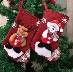 Vente en gros de mini bas de Noël avec logo personnalisé décoration de sac de bonbons avec broderie de bonhomme de neige lettre rouge pour les vacances de Noël - Product Image 4