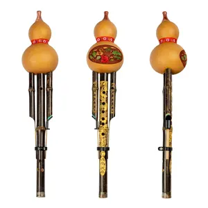 NAOMI profesional chino hecho a mano negro bambú <span class=keywords><strong>Hulusi</strong></span> <span class=keywords><strong>flauta</strong></span> doble tono C clave calabaza <span class=keywords><strong>Flauta</strong></span> étnico instrumento Musical caso - Product Image 2