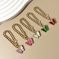 Porte-clés en métal avec pendentif papillon en résine et strass, breloque de sac, accessoire décoratif, cadeau - Grande Vente