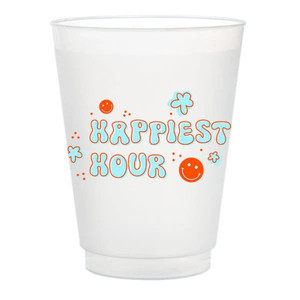 Gobelet de stade en plastique translucide givré promotionnel de 16oz-Gobelets flexibles de givre polychromes de l'heure la plus heureuse - Product Image 1