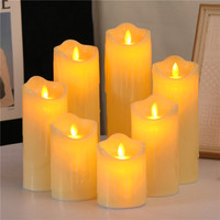 Ensemble de 5 bougies LED cylindriques à télécommande en plastique, effet scintillant, pour la maison, les anniversaires, Noël, les mariages