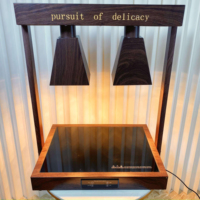 Lampe chauffante électrique en acier inoxydable pour buffet, restaurant, chauffe-plats avec finition en bois