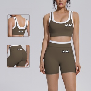Individuelles LOGO Neues Farbenfrohes Transparentes Doppelseitiges Nylon Beauty Back Tight Yoga-Outfit Sport Lauf Fitness Zweiteiler - Product Image 1