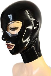 Sexy <strong>Latex</strong> Headgear <strong>Latex</strong> Tight Hoodie Classic <strong>Big</strong> Eyes Open Zipper Fetish Rubber Mask - Product Image 6