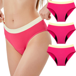 Braguitas Menstruales de Corte Alto OEM para Adolescentes, 4 Capas de Algodón para el Periodo, Ropa Interior a Prueba de Fugas y Absorbente, Tinte Liso - Product Image 5