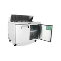Table de préparation pour sandwichs/salades KLEADONE MSF8302GR 48 pouces à deux sections avec refroidissement direct et refroidissement par air, 2 portes, 12 bacs, 13,4 pi3 Pieds