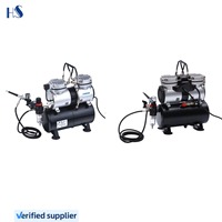 Compresseur d'Aérographe Silencieux Portable 1/4 CV 50 Hz 60 Hz à Double Cylindre Style Puissant avec Réservoir et Double Interrupteur