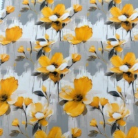 Tissu en viscose rayonne à imprimé floral jaune, léger et doux au toucher, idéal pour robes, chemises, vêtements de nuit et travaux de couture - Vente chaude