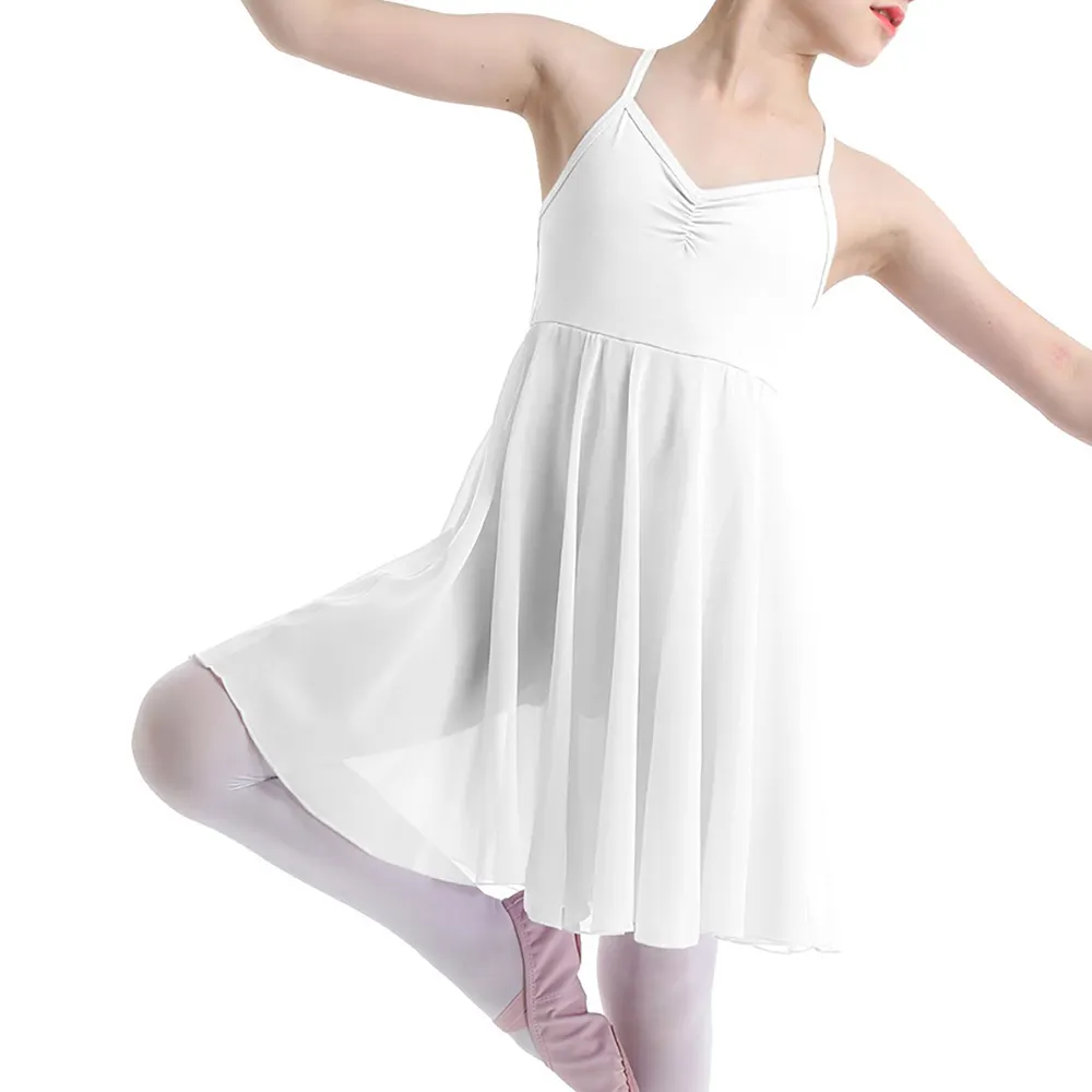 Gaun Leotard tari balet grosir murah tulle sifon polos putih baju dansa latihan penari balet