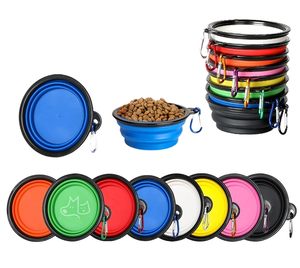 Bols pliables en silicone écologique et étanches pour animaux de compagnie avec couvercles et mousquetons – Solution d'alimentation facile pour petits animaux - Product Image 1