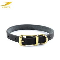 Collier pour chien en cuir véritable fin OEM avec accessoires en laiton, design à trous réglables, ceinture durable pour animaux de compagnie, collier de cou pour animaux de compagnie pour l'extérieur