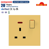 Prise murale OEM 86 Type 1 Gang 13A avec interrupteur et indicateur néon, dorée, durable, interrupteurs et prises 13A