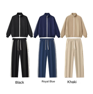 Gran oferta, chándal <span class=keywords><strong>deportivo</strong></span> informal Vintage para <span class=keywords><strong>hombre</strong></span>, conjunto con capucha y cremallera, conjunto de pantalones de chándal y sudaderas con capucha personalizadas de peso pesado de 340 Gsm para <span class=keywords><strong>hombre</strong></span> - Product Image 3
